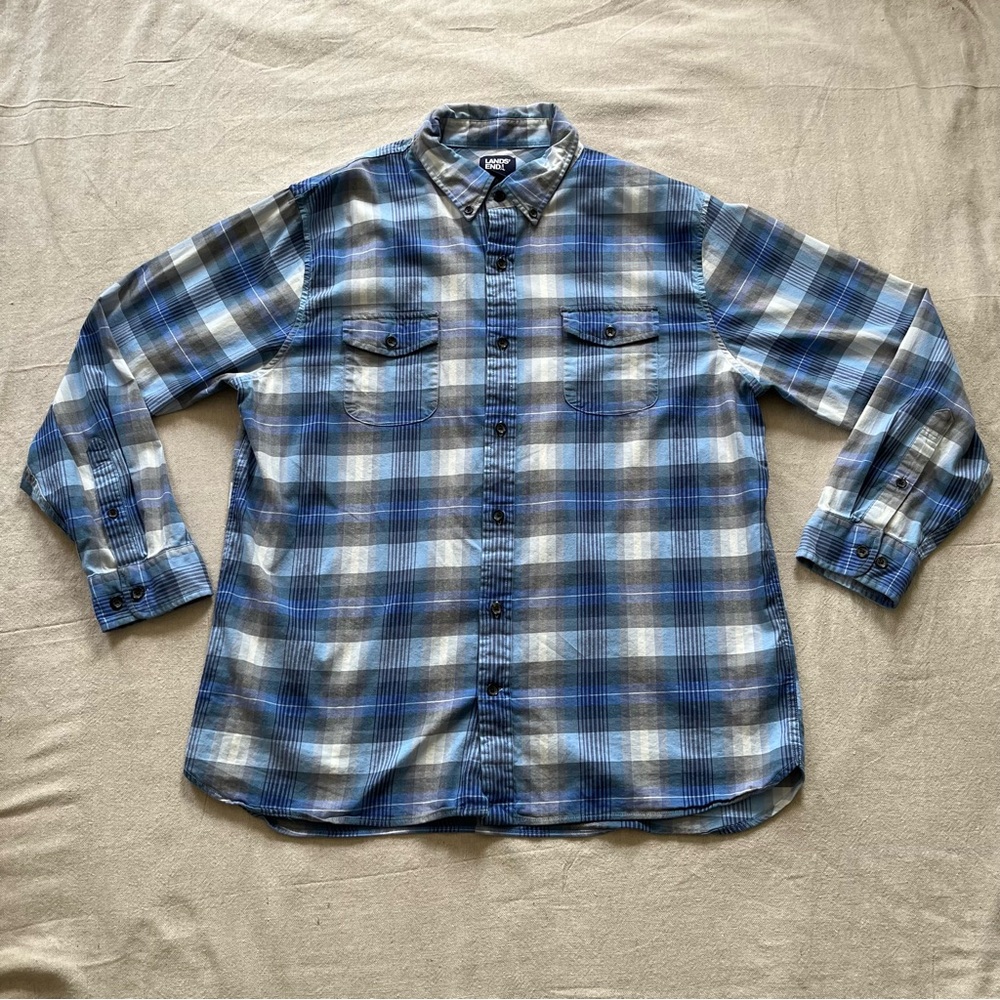 Lands’ End Long Sleeve Traditional Fit Plaid Button Down